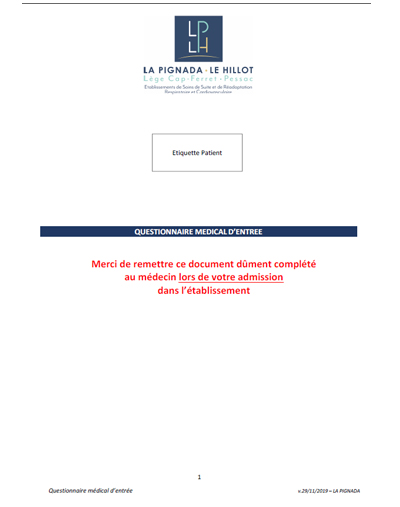 Dossier de Pré-admission au format PDF
